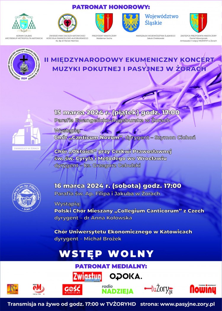 II Międzynarodowy Ekumeniczny Koncert Muzyki Pokutnej i Pasyjnej w Żorach. Już w najbliższy weekend, 